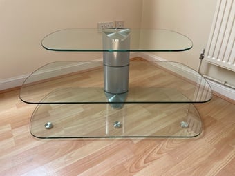 Glass TV stand.
