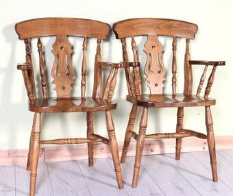 Delivery Options - 2 Fiddle Back Farmhouse Carver Chairs Sturdy