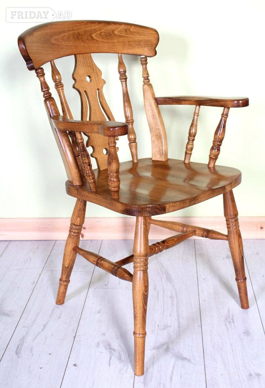 Delivery Options - 2 Fiddle Back Farmhouse Carver Chairs Sturdy