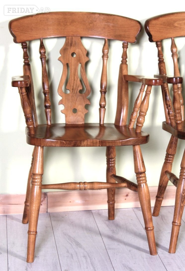 Delivery Options - 2 Fiddle Back Farmhouse Carver Chairs Sturdy - Furniture in Hailsham