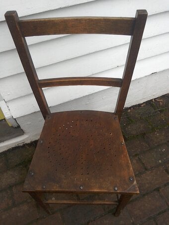 Bedroom/Hall Chair, patterned seat, wooden.