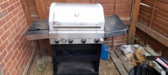 John Lewis & Partners 4 Burner Deluxe Gas BBQ with Side Burner, Silver/Black + 13kg Cylinder  £100