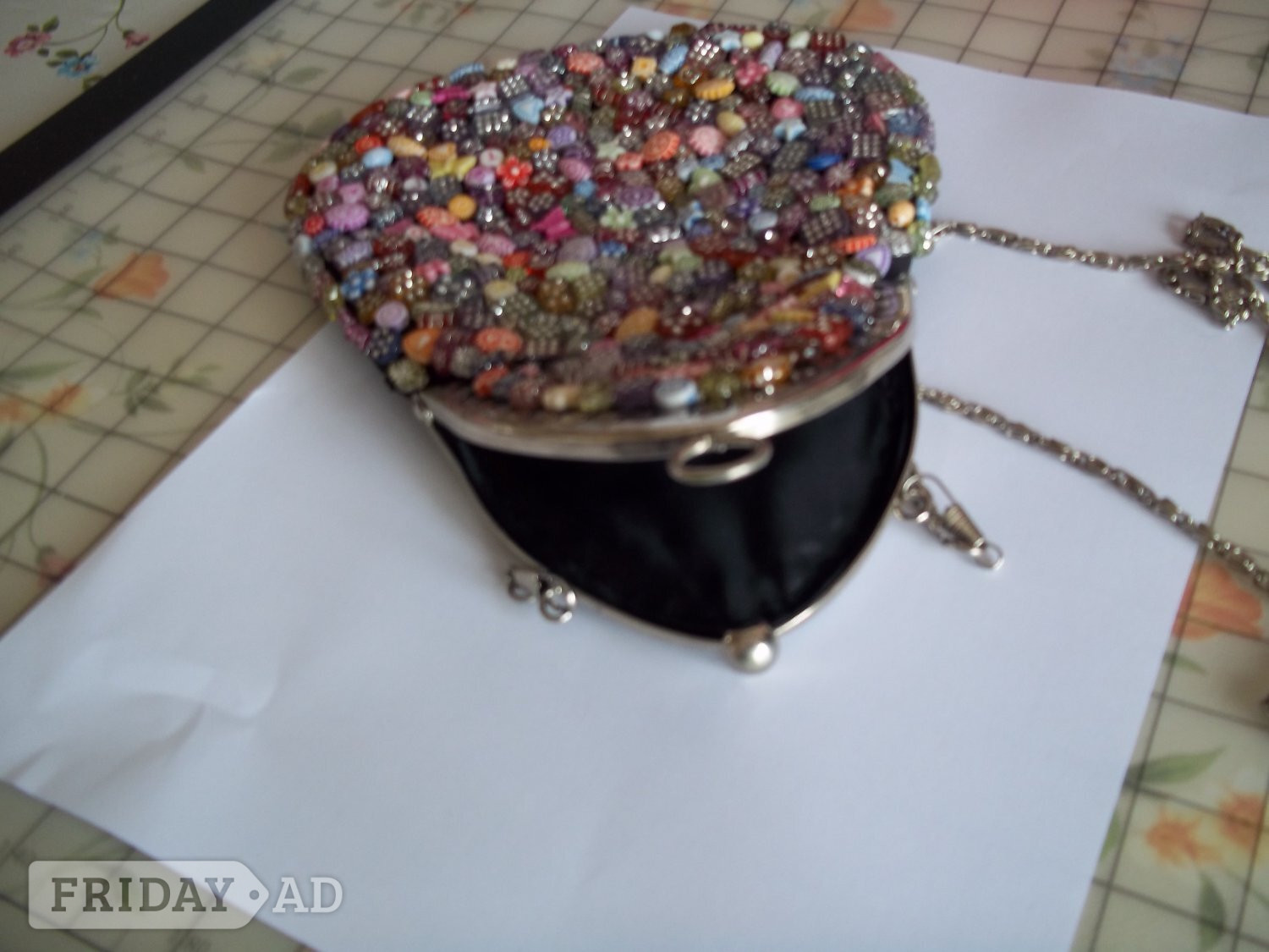 Beaded multi coloured clip top bag - Clothing, Footwear & Accessories in Lewes