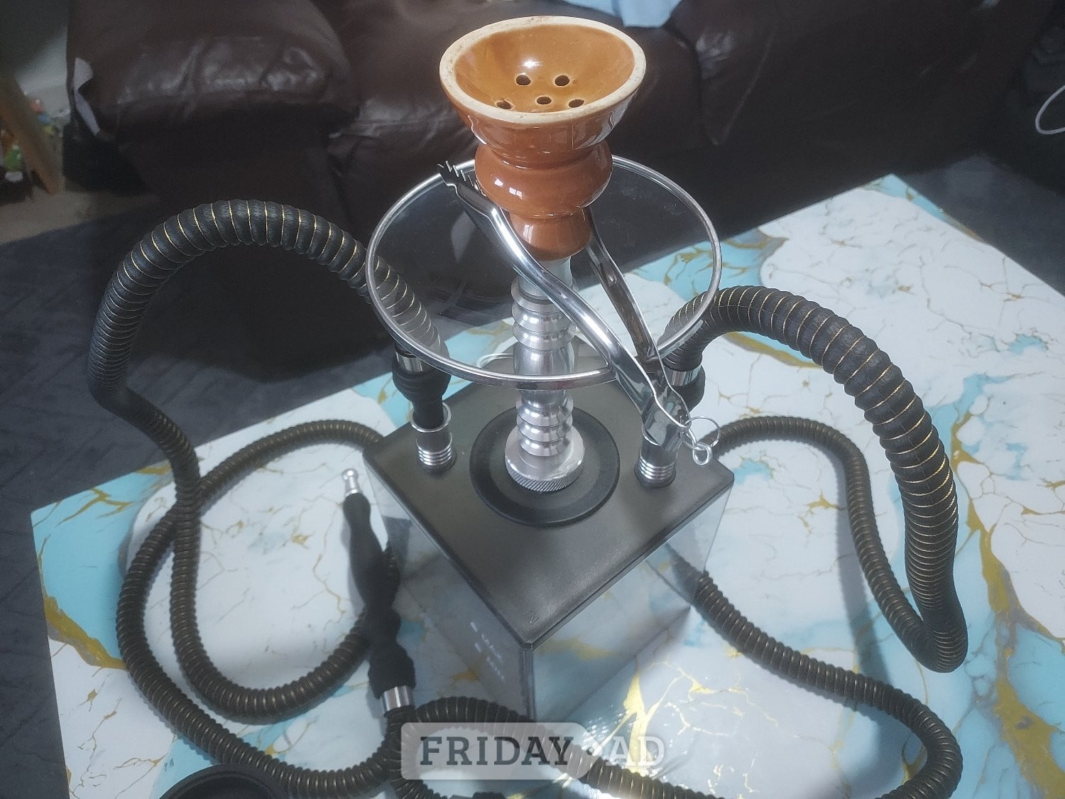 Brighton Kitosun  Cube  Shisha includes 2 pipes & Remote LED Light 