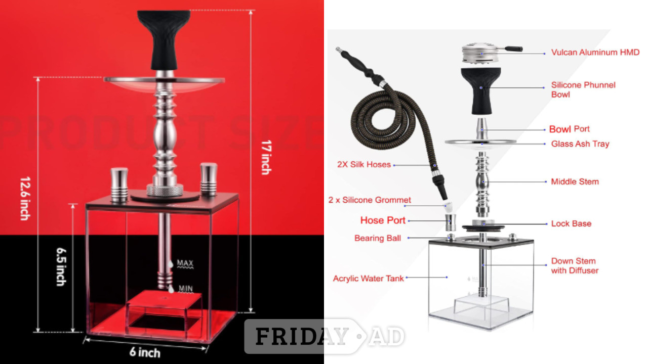 Kitosun  Cube  Shisha includes 2 pipes & Remote LED Light  - Hobbies & Leisure in Brighton