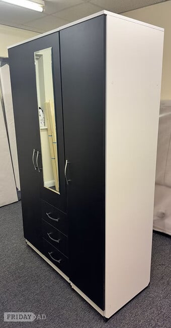 METRO 3 door mirror with 3 drawers - white sides /black doors