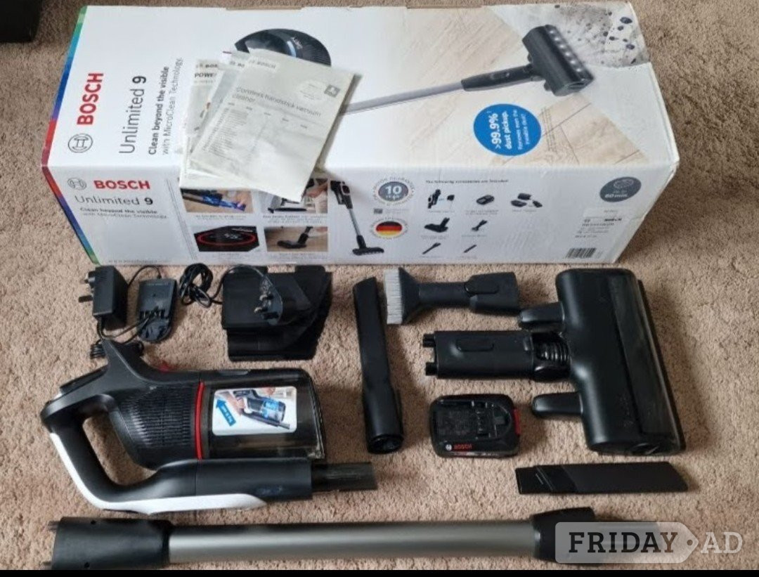 Bosch Unlimited 9 cordless vacuum, as new, boxed in Worthing