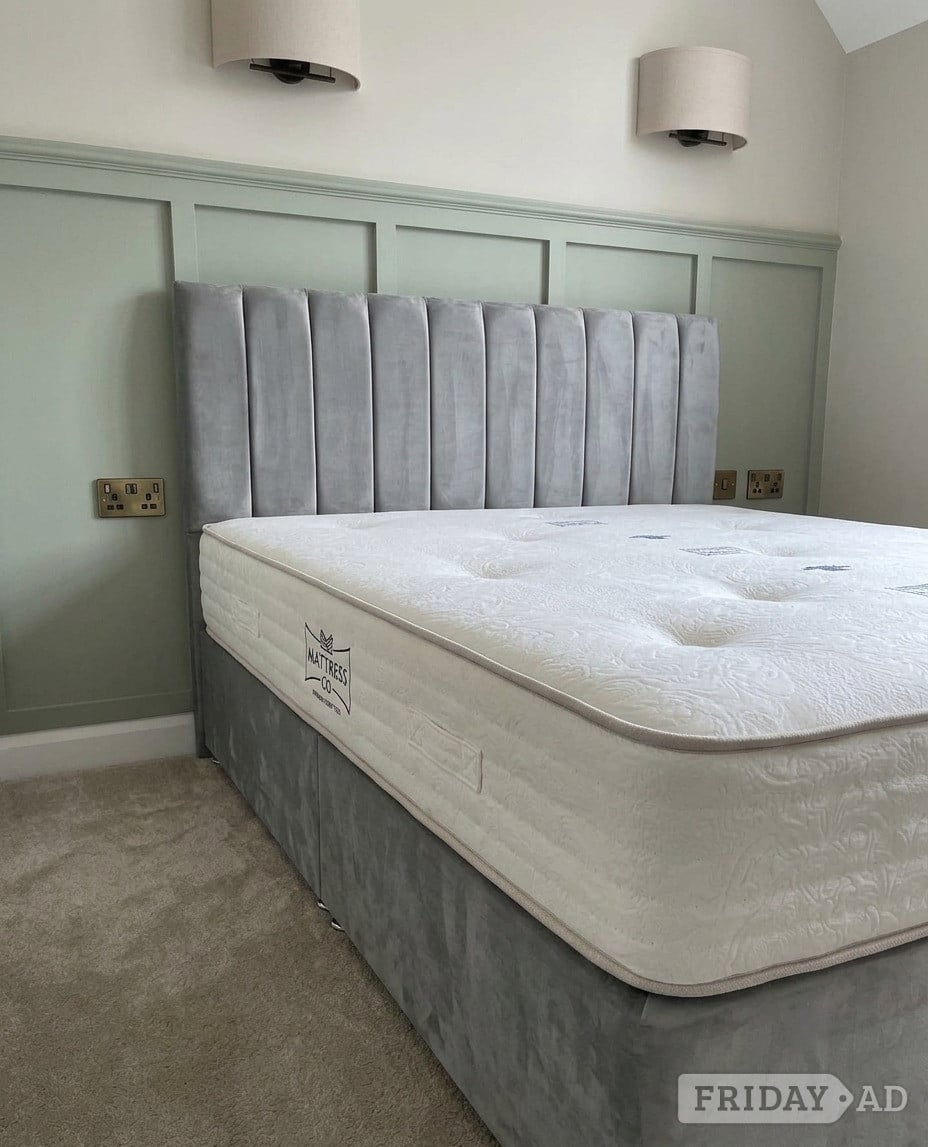 Never Used !! Grey Double Size Divan Bed With Full Form Mattress 