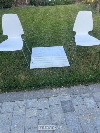 IKEA Marble effect Breakfast table with2 Chairs.
