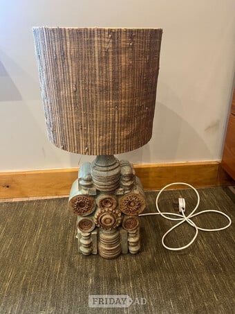 Vintage Bernard Rook Brutalist Ceramic Lamp & original Shade
