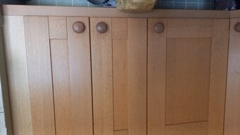 Complete Oak Kitchen, Black Quartz Worktop and Butler Sink & Taps