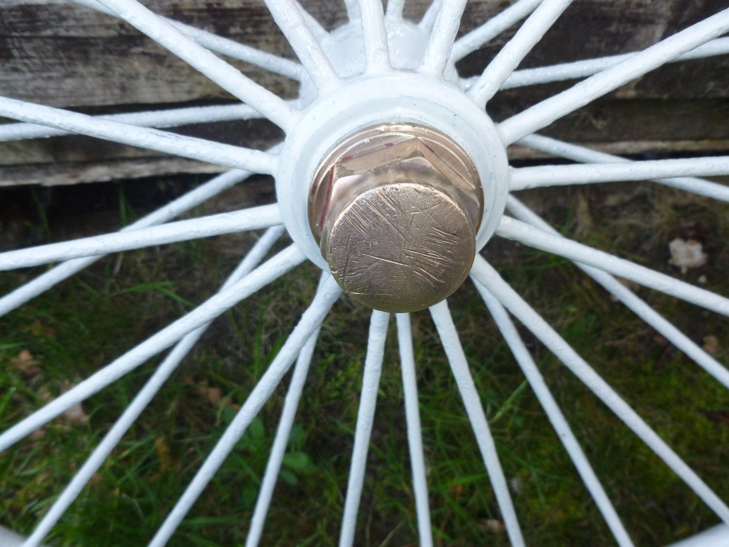 very old wheels full set with brarss nuts - Antiques & Collectables