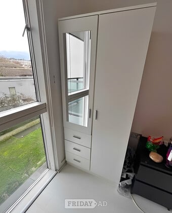 IKEA Pax Modern White 2 Door Wardrobe with Small Drawers