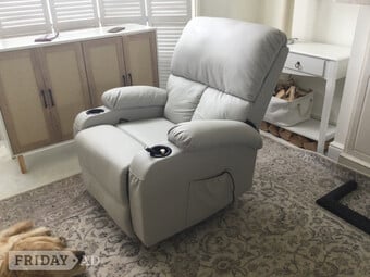 2 light grey faux leather recliner massage chairs