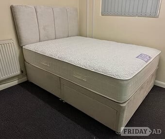 SINGLE DIAMOND 1000 POCKET MATTRESS WITH DIVAN 2 DRAWERS & HB