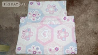 Girls single duvet with purple,pink and white heart and flowers