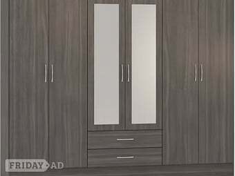 NEVADA 6 DOOR 2 DAWER 2 MIRROR WARDROBE FLAT PACK 