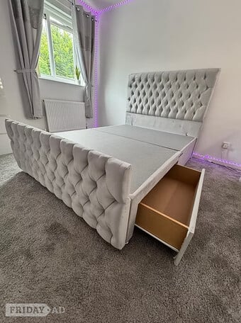 4 FOOT - ROMNEY DIVAN with 4 drawers floor standing headboard