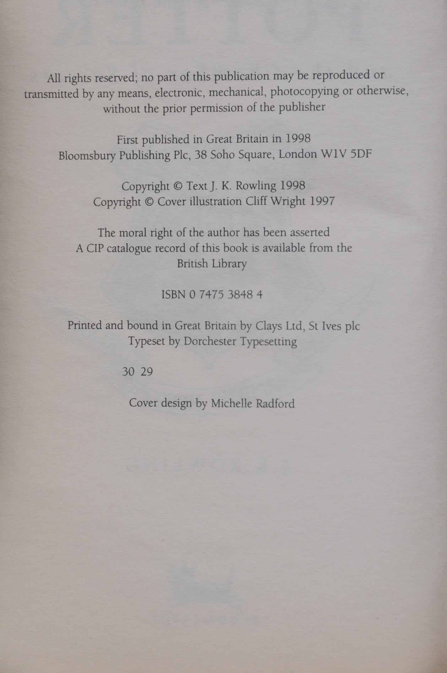Hartley Wintney Harry Potter & The Chamber Of Secrets J. K. Rowling 1998 Edition