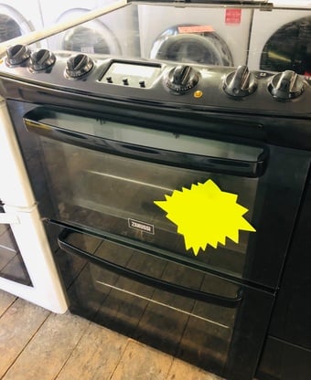 Zanussi black 60CM Wide Electric cooker with dual oven & grill 