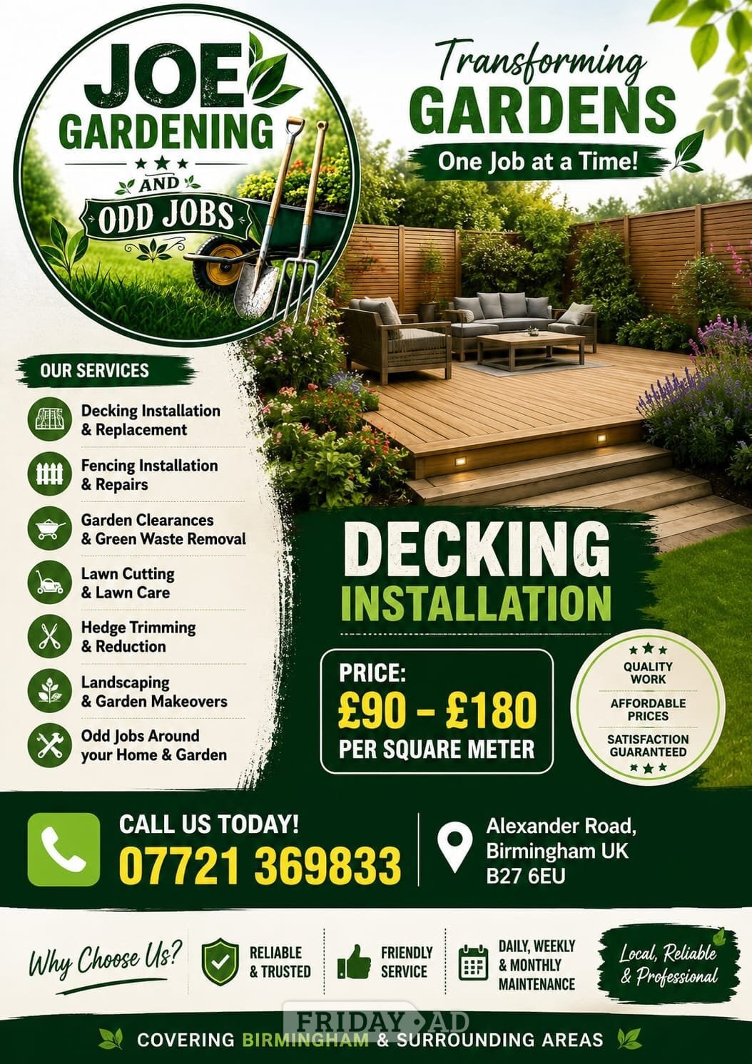 Professional Decking Installation – Transform Your Outdoor Space in Birmingham