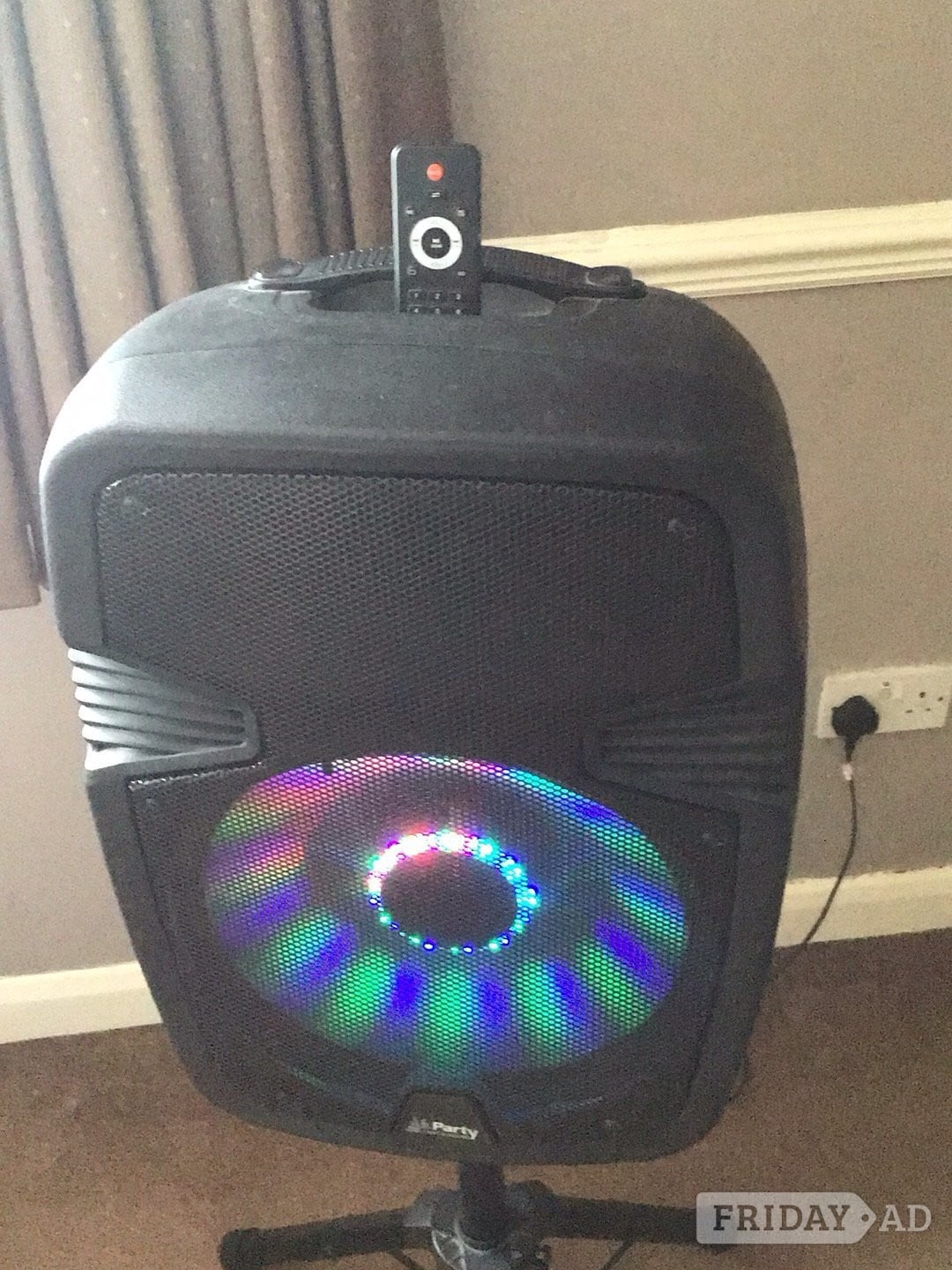 bluetooth party speaker with stand and remote also power cable
