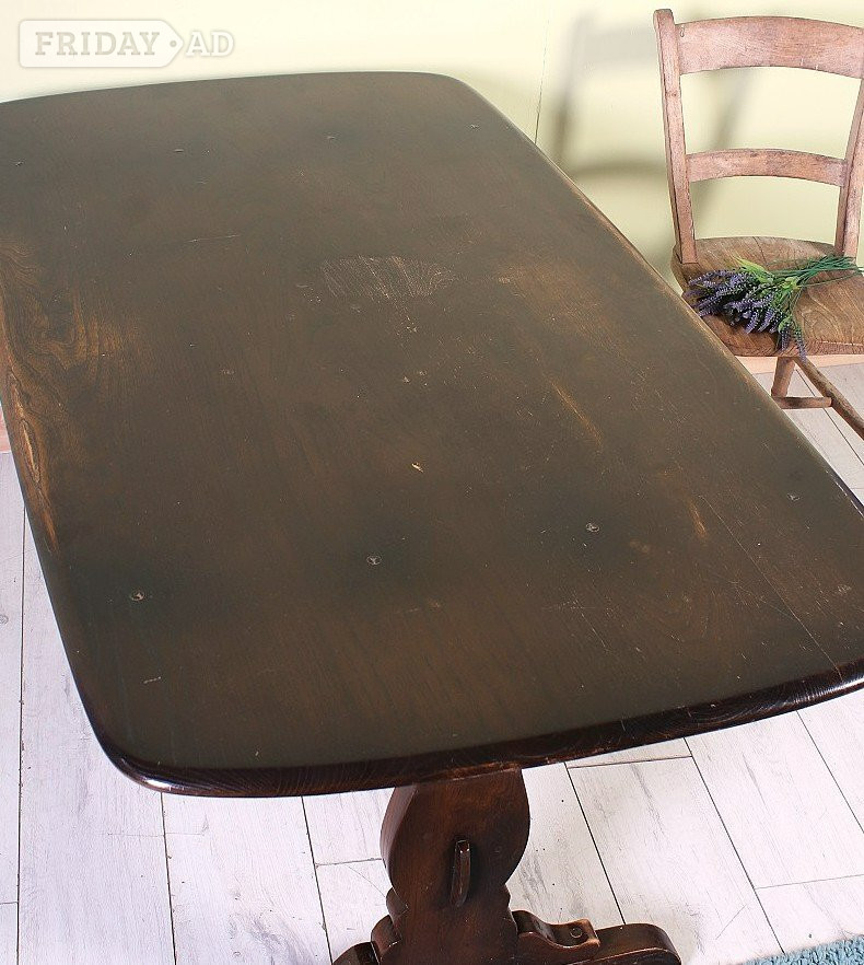 Hailsham UK Delivery - 60S / 70s Ercol Solid Elm Dining Table Rectangular 