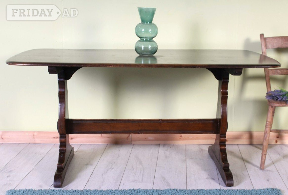 UK Delivery - 60S / 70s Ercol Solid Elm Dining Table Rectangular  - Furniture