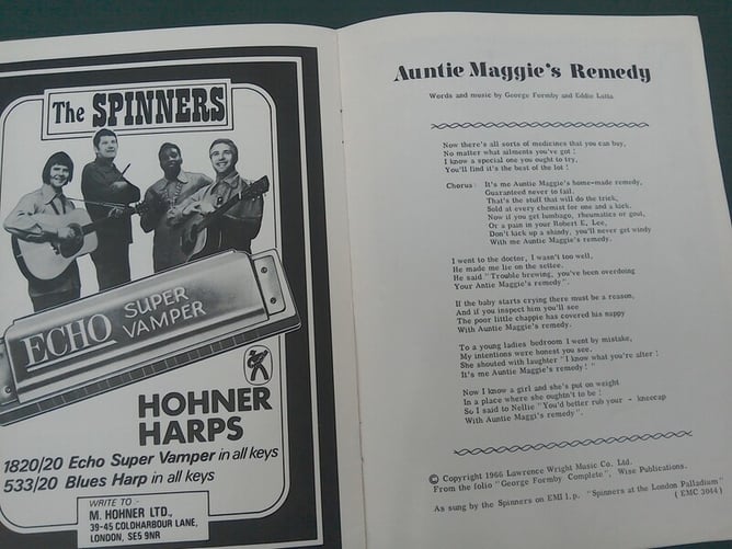 Mayfield Ye Spinners (The Spinners), Show Programme from 1966??