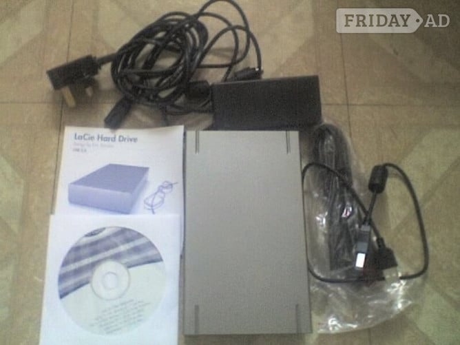 LACIE 320Gb Grey External Hard Drive , USB2 Interface with PSU & Cable