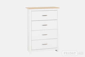 Portland 4 Drawer Chest - White/Oak Effect