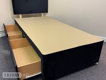 SINGLE DIVAN BASE WITH 2 DRAWERS & HB 