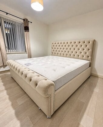 Sleigh Double Bed With Optional Mattress  For Sale  