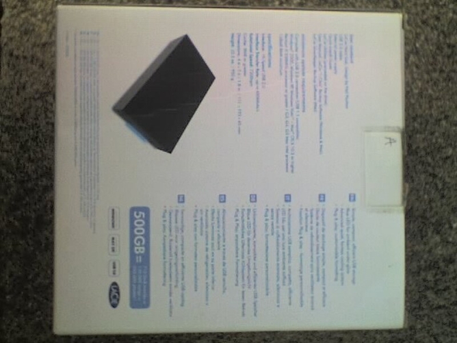 LACIE 500Gb Black External Hard Drive , USB2 Interface with PSU & Cable