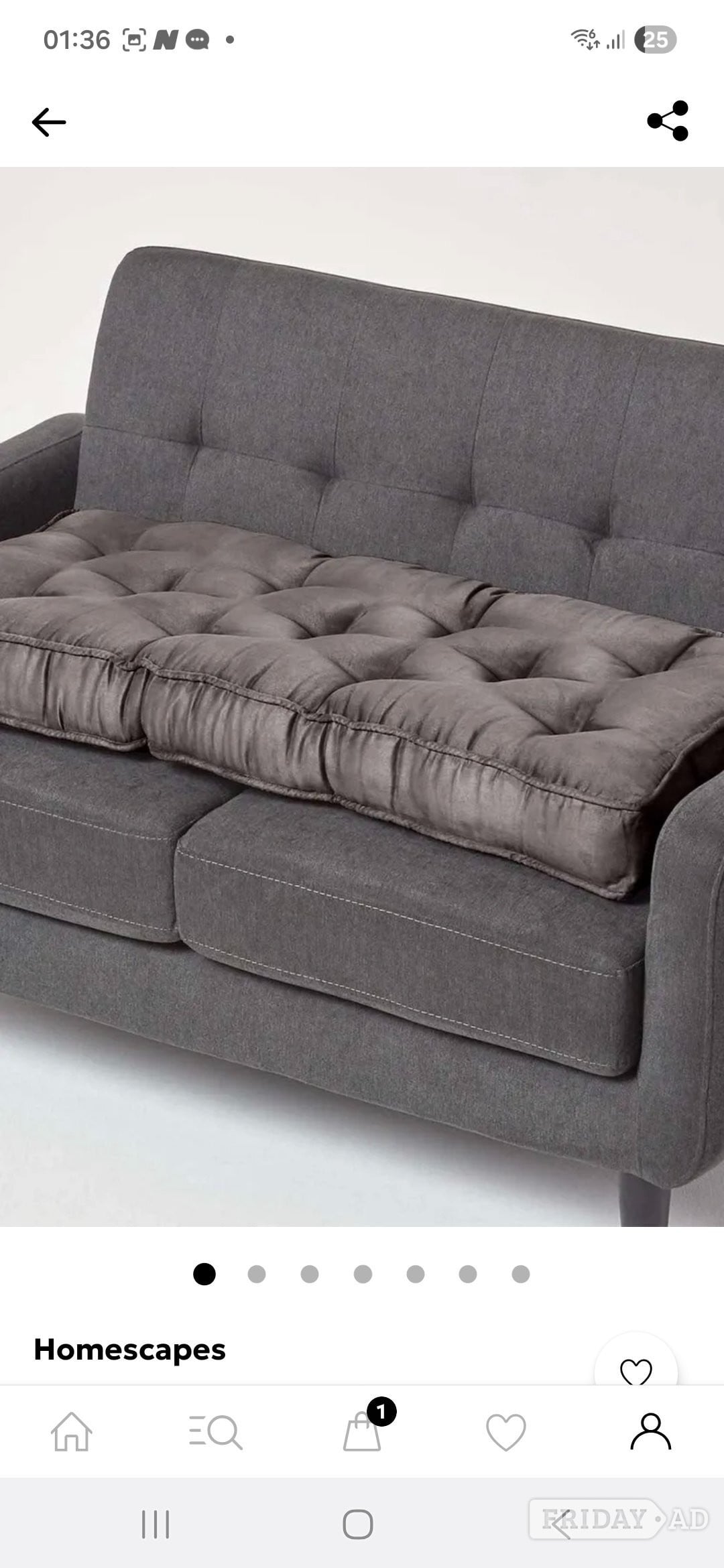 Prac new  2 seater boost cushion faux sueda  in colour grey   in Brighton