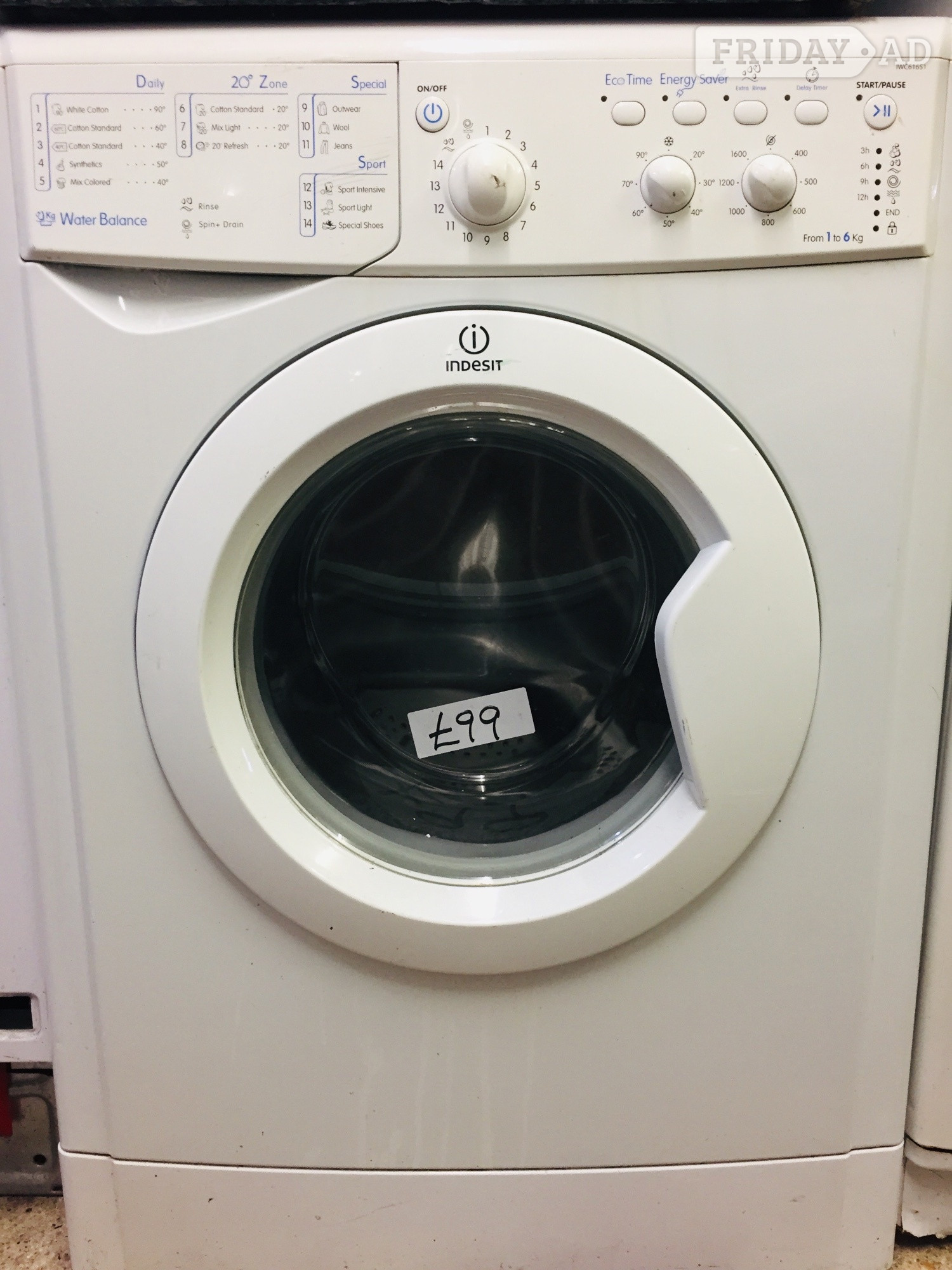 Indesit 6KG load , energy saver washing machine. in Cambridge