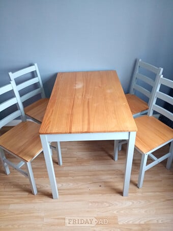 Wooden dining room table and 4 chairs