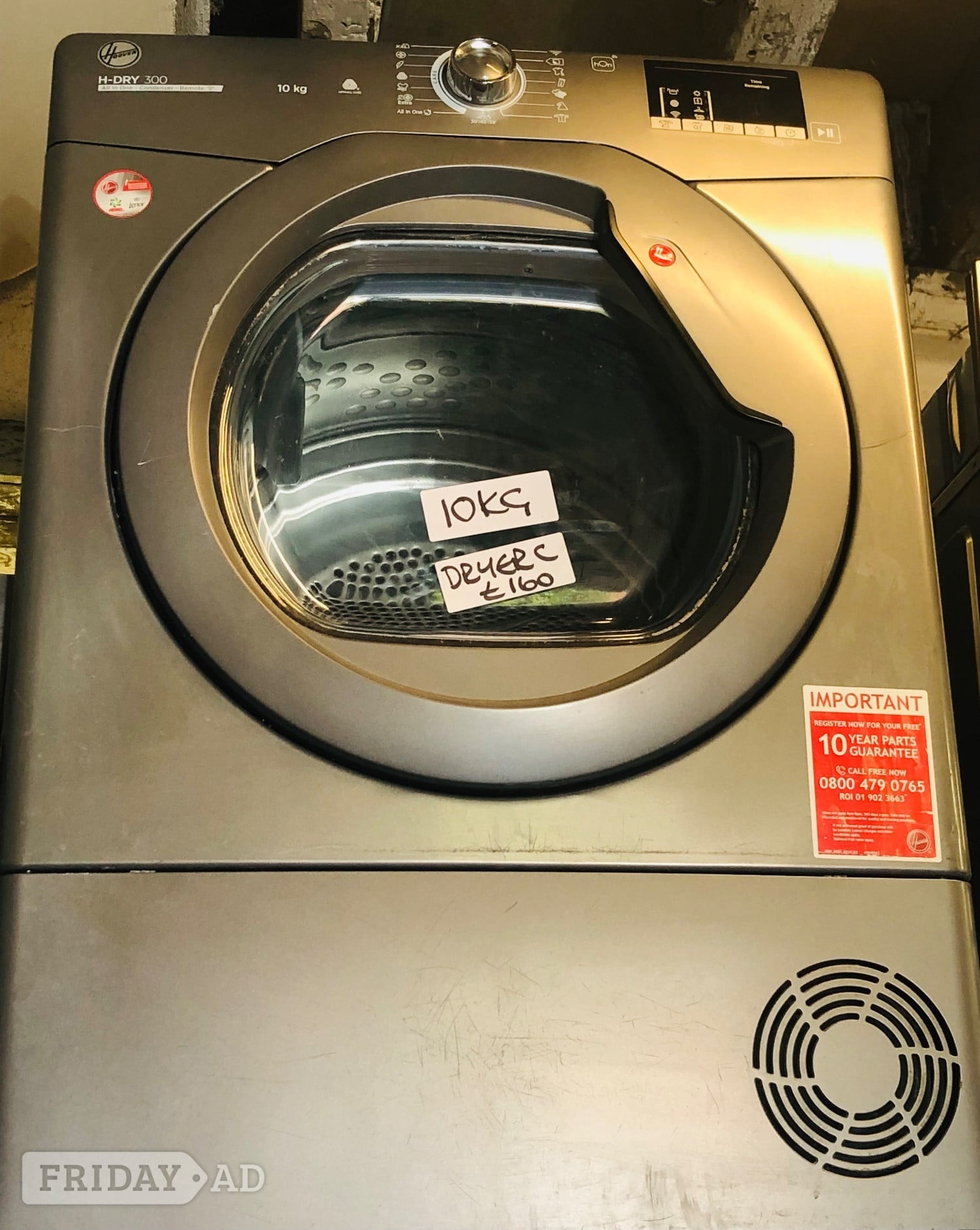 Hoover 10KG sized capacity condenser tumble dryer  in Wellingborough
