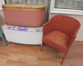 Lloyd Loom chairs & Ottoman chests x4