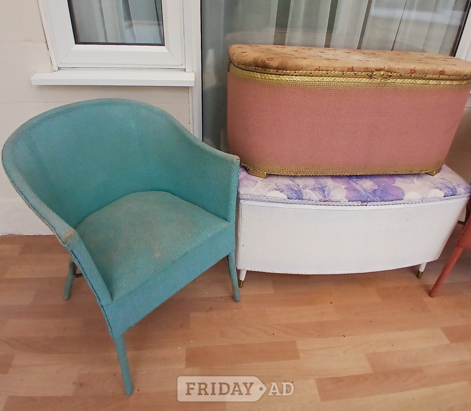 Lloyd Loom chairs & Ottoman chests x4