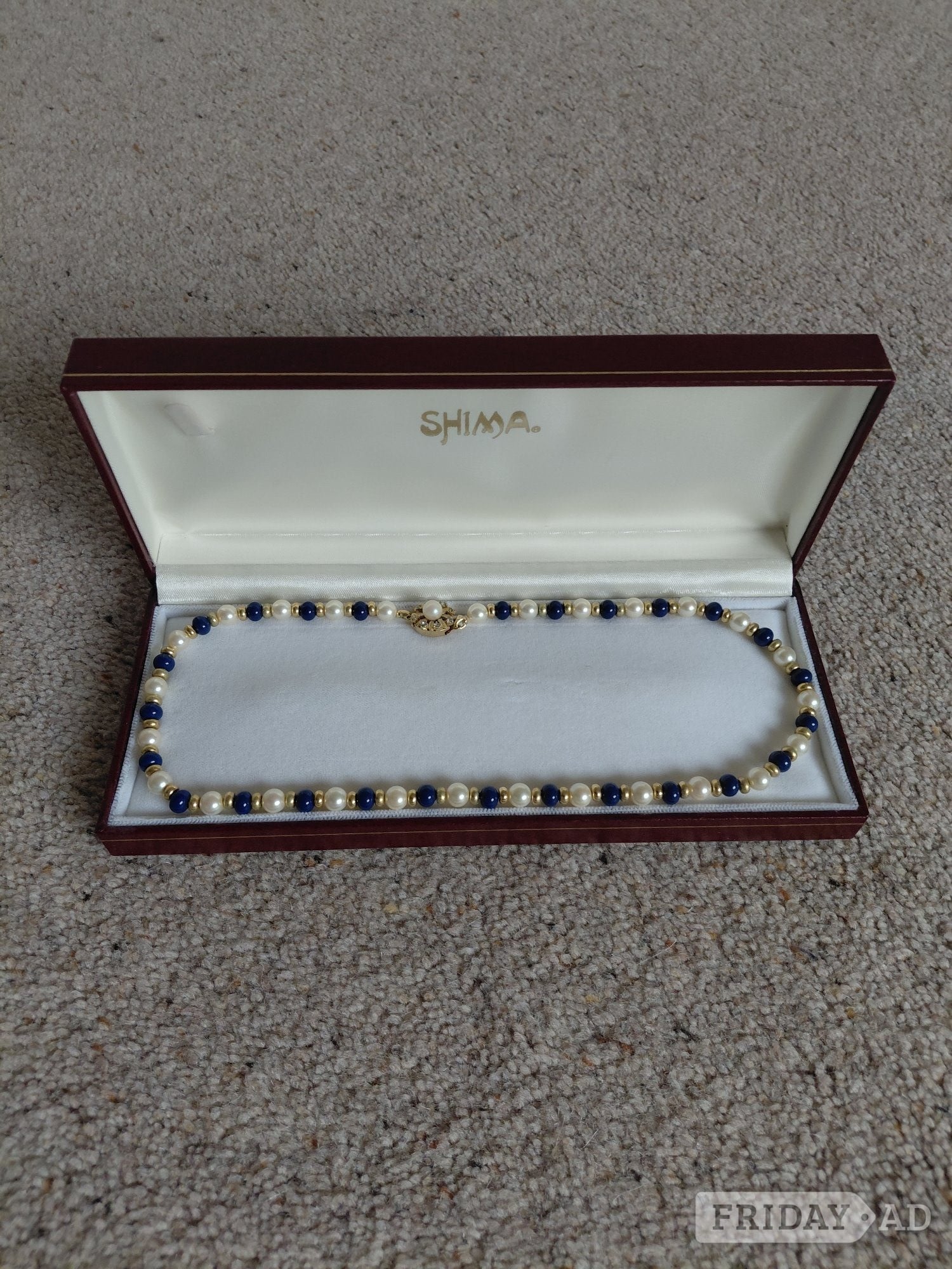 Pearl and Blue Bead Necklace in Winchester