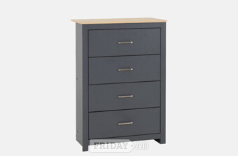 Portland 4 Drawer Chest - Grey/Oak Effect