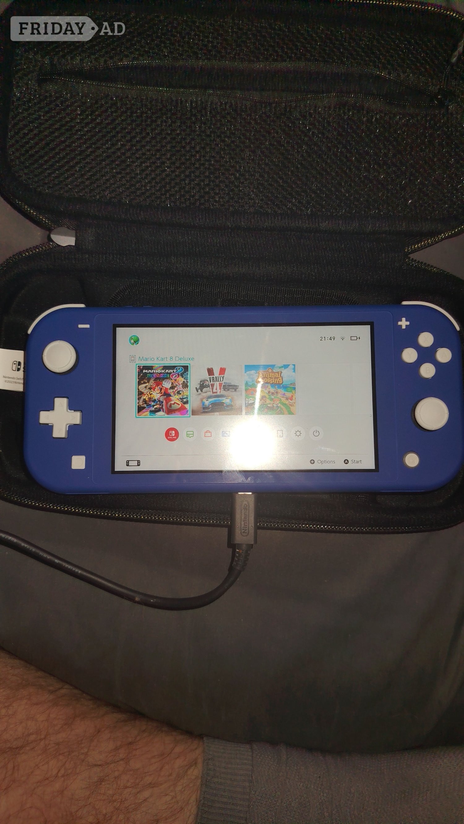 Nintendo Switch Lite Blue Console with Charger & Case in Leicester