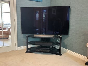 TV stand for 55 inch TV (glass top and shelves)