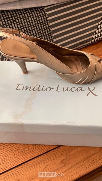 Emilio Luca Metallic Gold high heels size 5 GOOD condition 