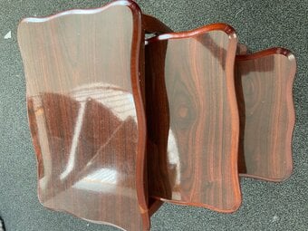 Nest of small 3 wooden tables 20 inches length 14 inches width 21