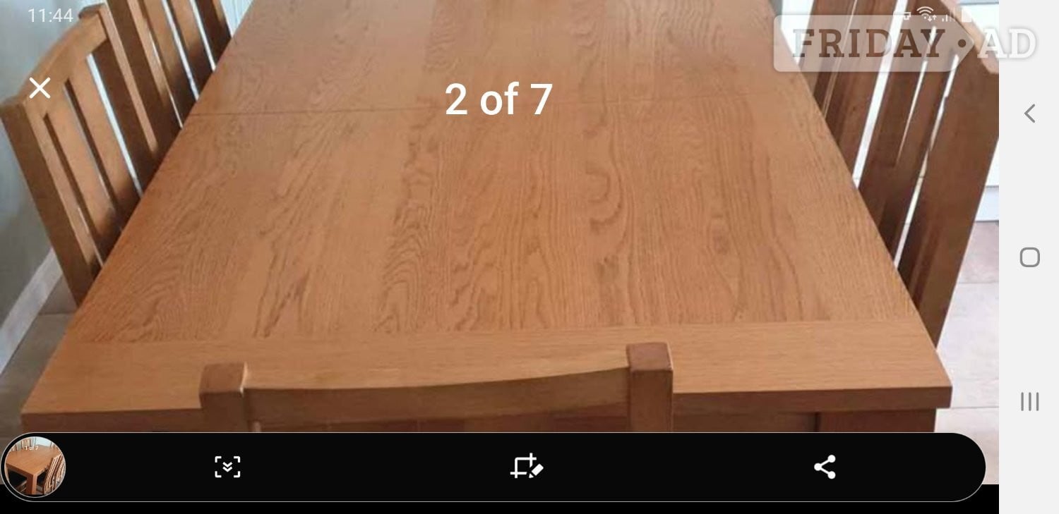 Scandinavian Solid Oak Dining Table & 6 Chairs. In Perfect Order - Furniture in Maidstone