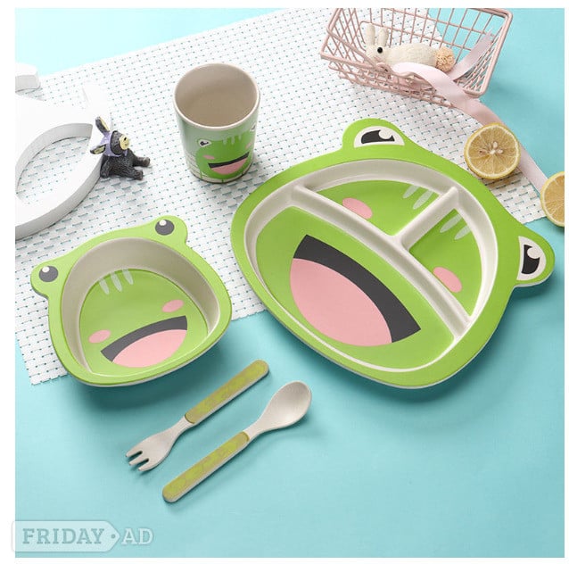Bamboo Fiber Animal Design Pet Bowl - kids Table ware