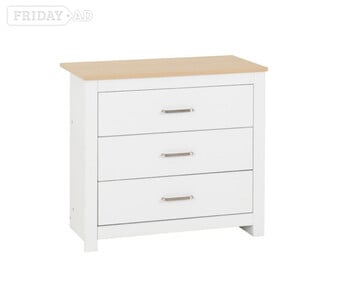 Portland 3 Drawer Chest - White/Oak Effect