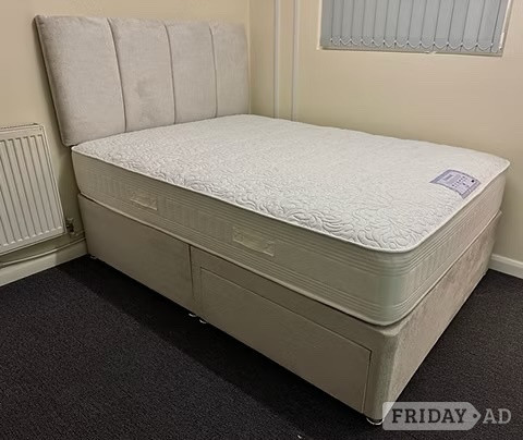 SINGLE DIAMOND 1000 POCKET MATTRESS WITH DIVAN 2 DRAWERS & HB in Rotherham